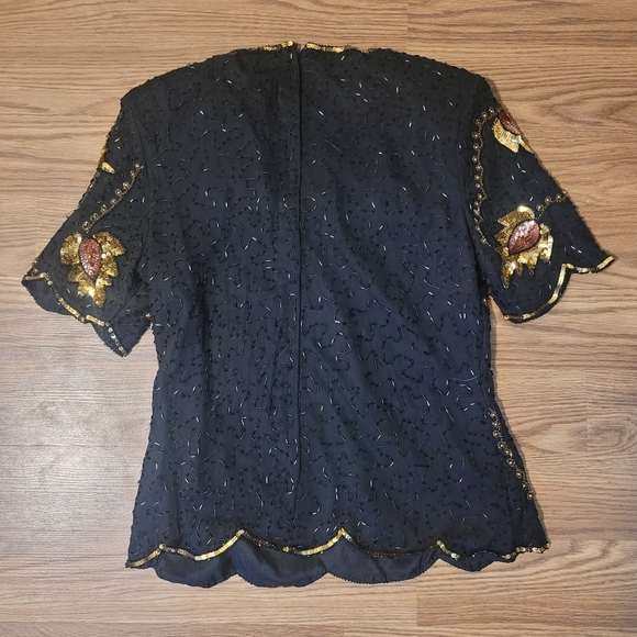 Vintage Silk Sequined Blouse - Picture 5 of 9